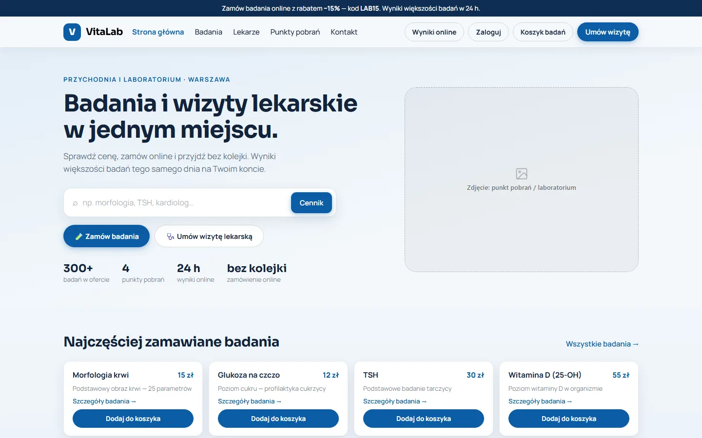 Strona kliniki i laboratorium VitaLab — strona główna